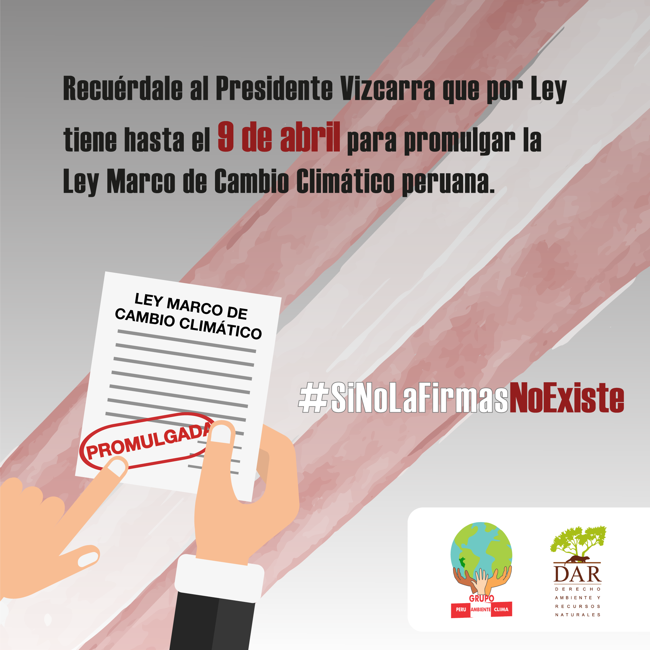Pide al presidente Vizcarra que promulgue la Ley Marco de Cambio Climático