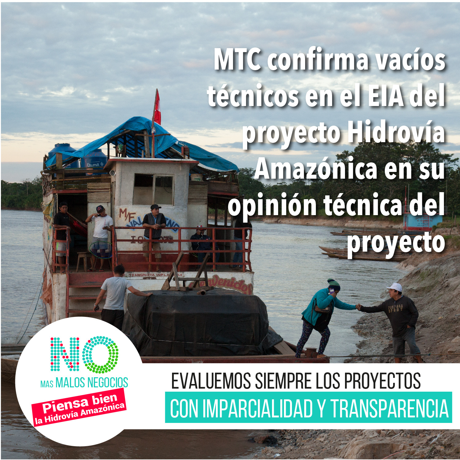 MTC confirma vacíos técnicos en el EIA del proyecto Hidrovía Amazónica