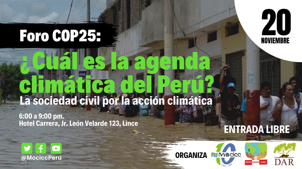 COP25: Sociedad civil dialogará con el Estado para afrontar el cambio climático