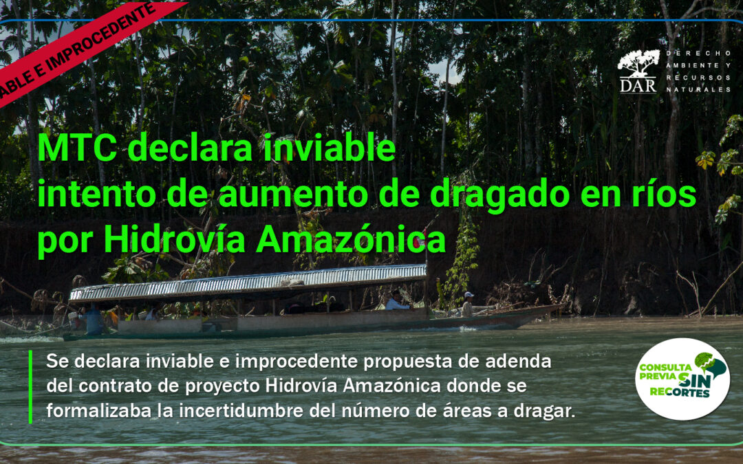 MTC declara inviable intento de aumento de dragado en ríos por Hidrovía Amazónica