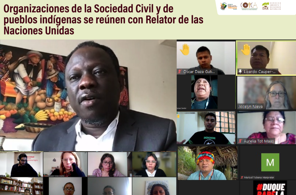 Pueblos indígenas y organizaciones de la sociedad civil se reúnen con Relator de las Naciones Unidas
