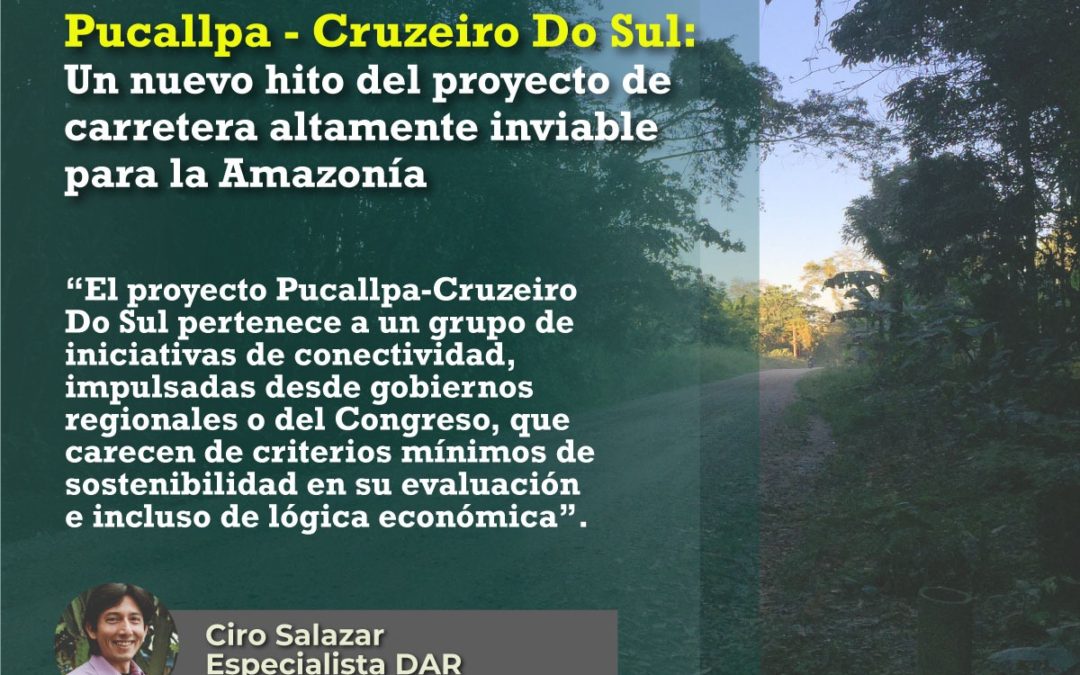 Pucallpa – Cruzeiro Do Sul: Un nuevo hito de proyecto de carretera altamente inviable para la Amazonía