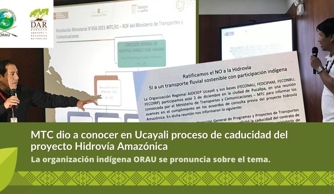 Ministerio de Transportes y Comunicaciones dio a conocer en Ucayali proceso de caducidad del proyecto Hidrovía Amazónica