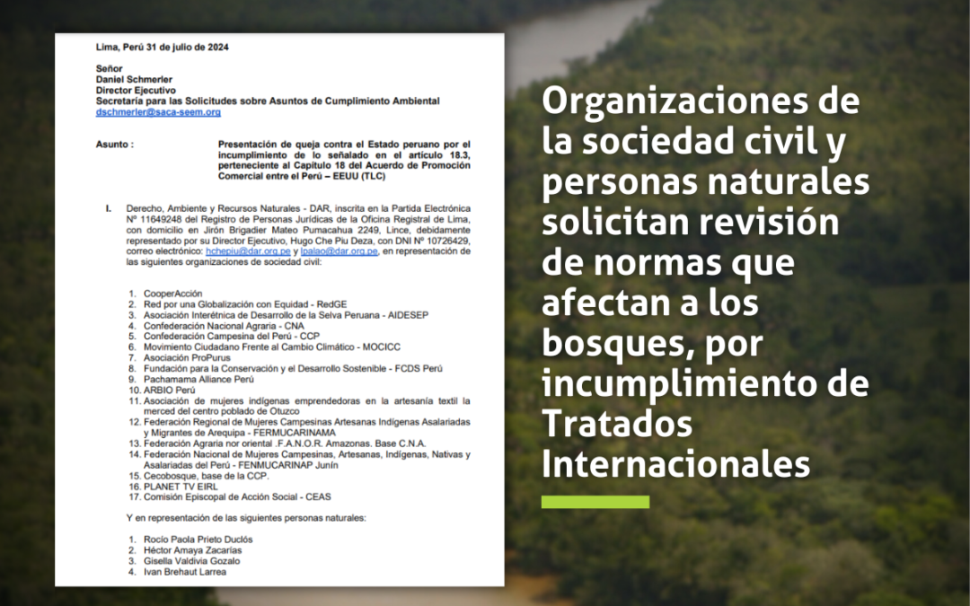 Solicitan revisión de normas ambientales por incumplimiento de Tratados Internacionales